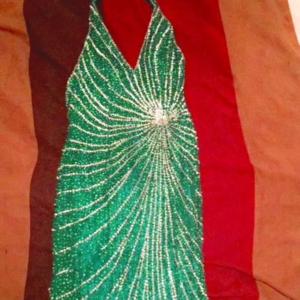 Green Sequin Prom Dress